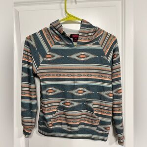 Rock & roll cowgirl Aztec print hoodie- Girls Medium